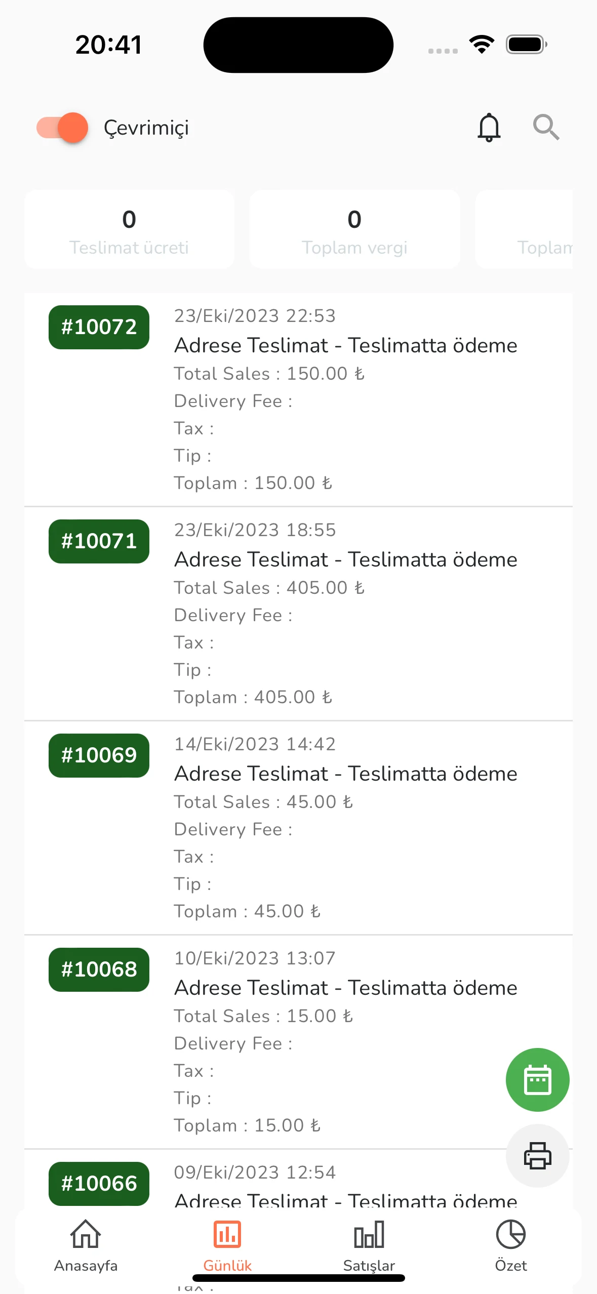 AloYemek Restaurant Management screenshot