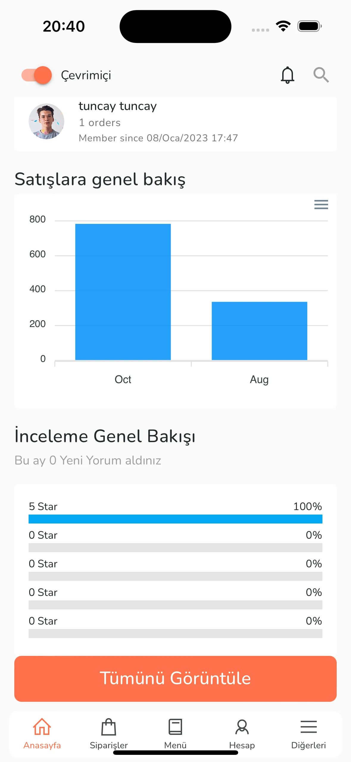 AloYemek Restaurant Management screenshot